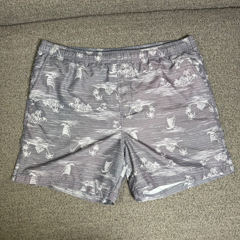 Faded Glory Mens Grey Tropical Print Swim Trunks‎ Size M 32-34 - Picture 3 of 9